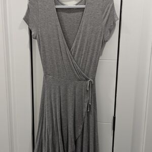 Elegant Gray Wrap Dress